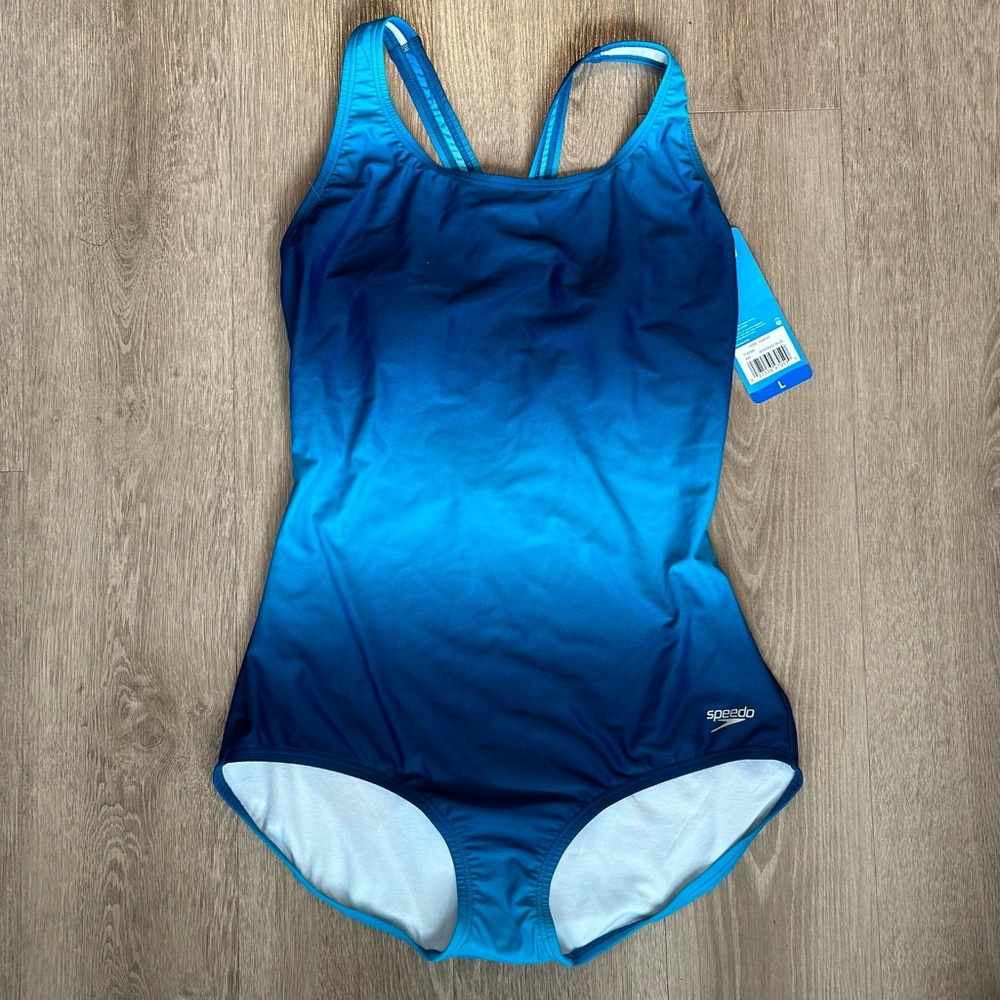 Speedo Blue One Piece Swimsuit size L